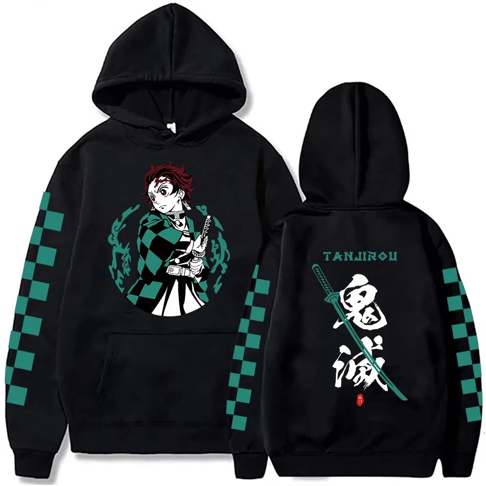 2025 Harajuku Demon Slayer Plus Size Hoodie Kamado Nezuko Graphic Print Women Sweatshirts Long Sleeve Fashion Female Streetwear