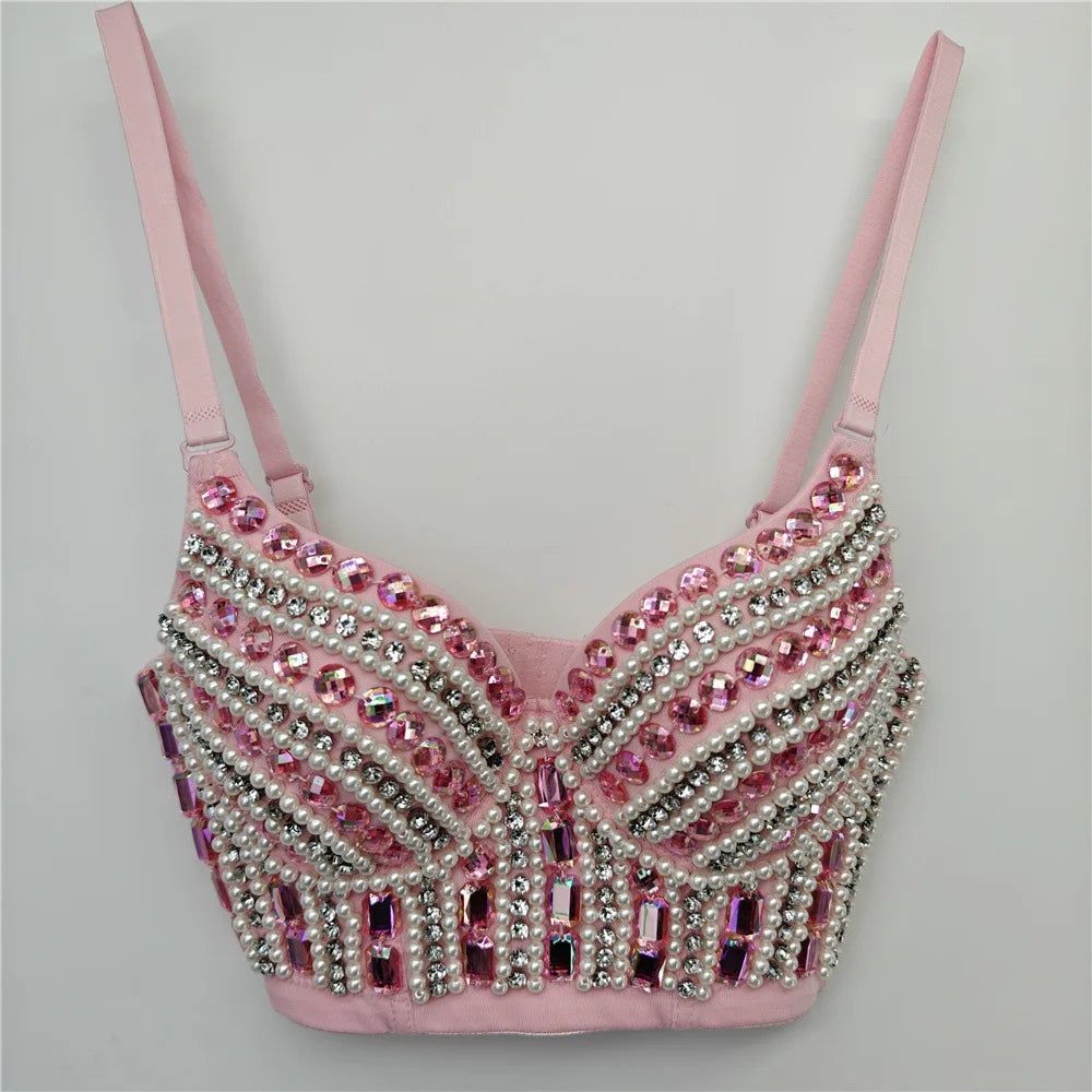 Y2k Top Shirts for Women Clothing Sexy Tank Tops Bra Bling Diamond Rhinestone Fashion Clothes Hotsweet Party Night Club Corset