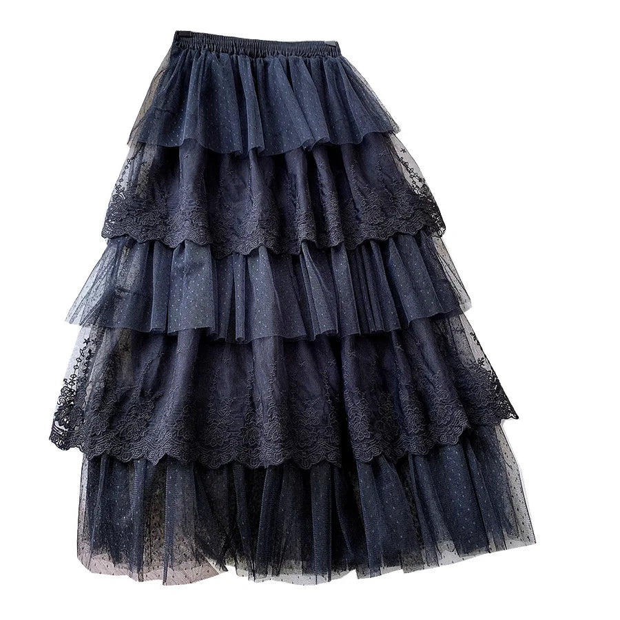 2024 New Spring Fashion Women Skirts Women Lace Skirts Long Lace Skirt Women Fashion Clothing K68