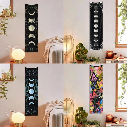 1pc Moon phase tapestry, flower and plant tapestry, moon phase tapestry room decoration wall hanging living room decoration