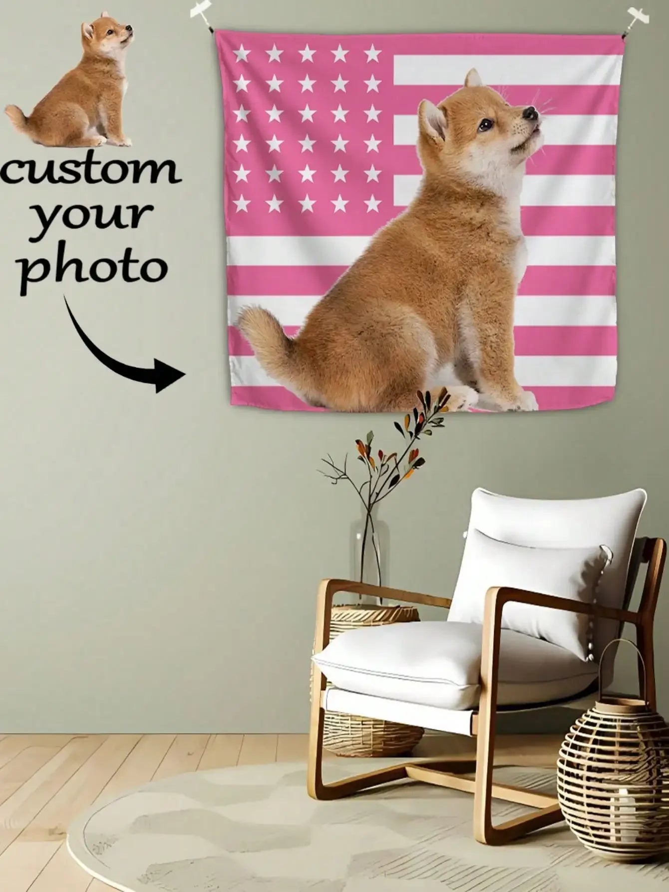 1pc Customizable Personalized Tapestry With Photos And Text, For Birthday, Wedding, Halloween, Christmas, Party