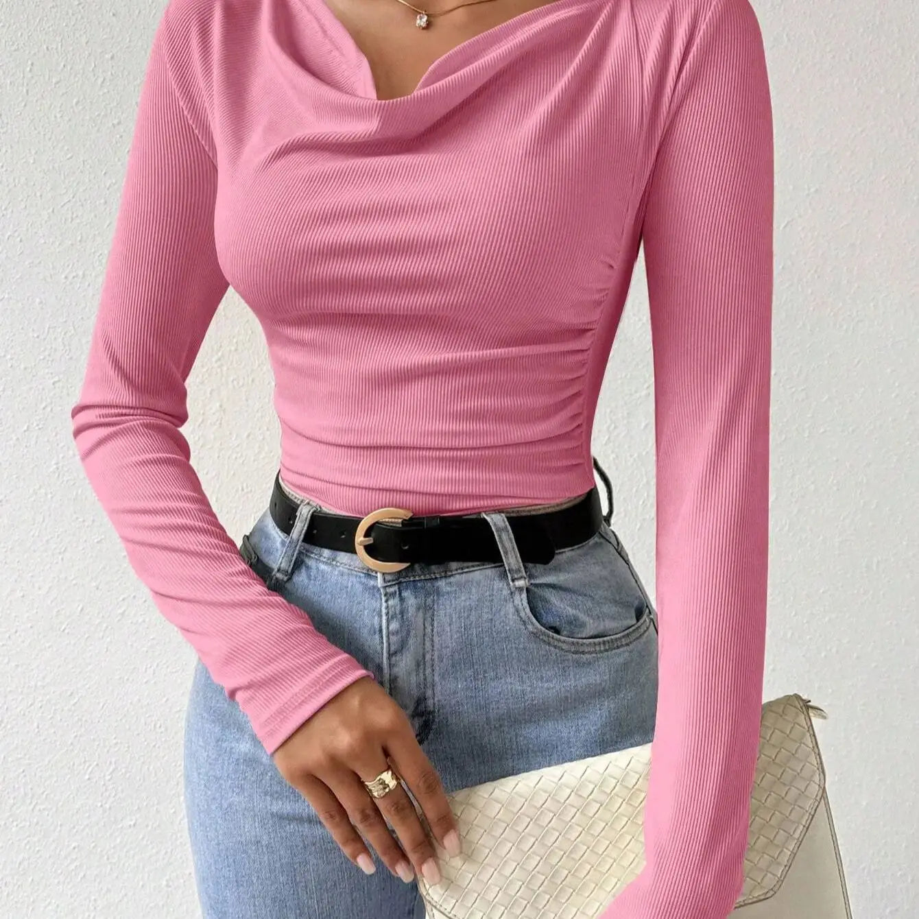 Women's Long Sleeve Shirts Casual Fall Henley Top Down Blouses Basic Ribbed Knit T Shirts 2024 Fall Fashion for Women