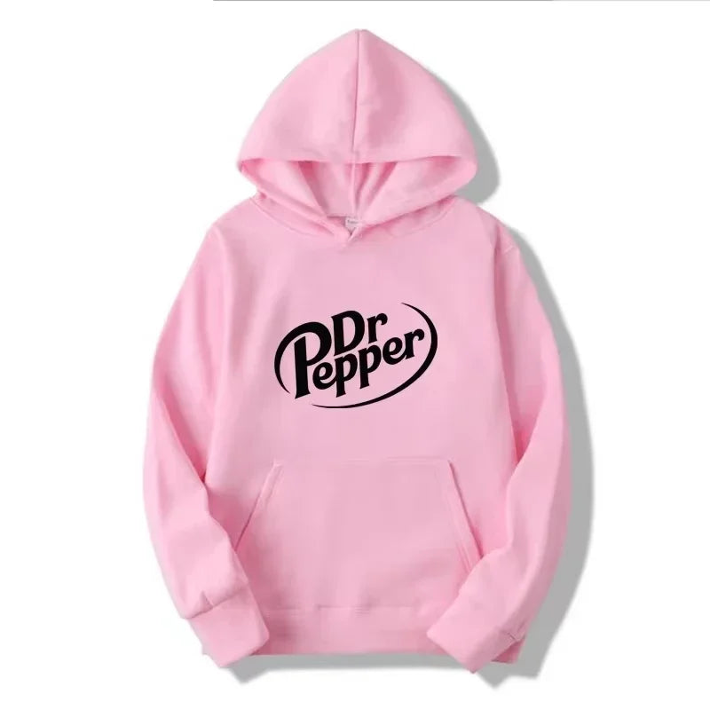2025 Autumn Warm Dr Pepper Letter Printed Hoodies Street Men Fashion Fleece Sweatshirts Casual Unisex Pullover Tops Fashion Tre