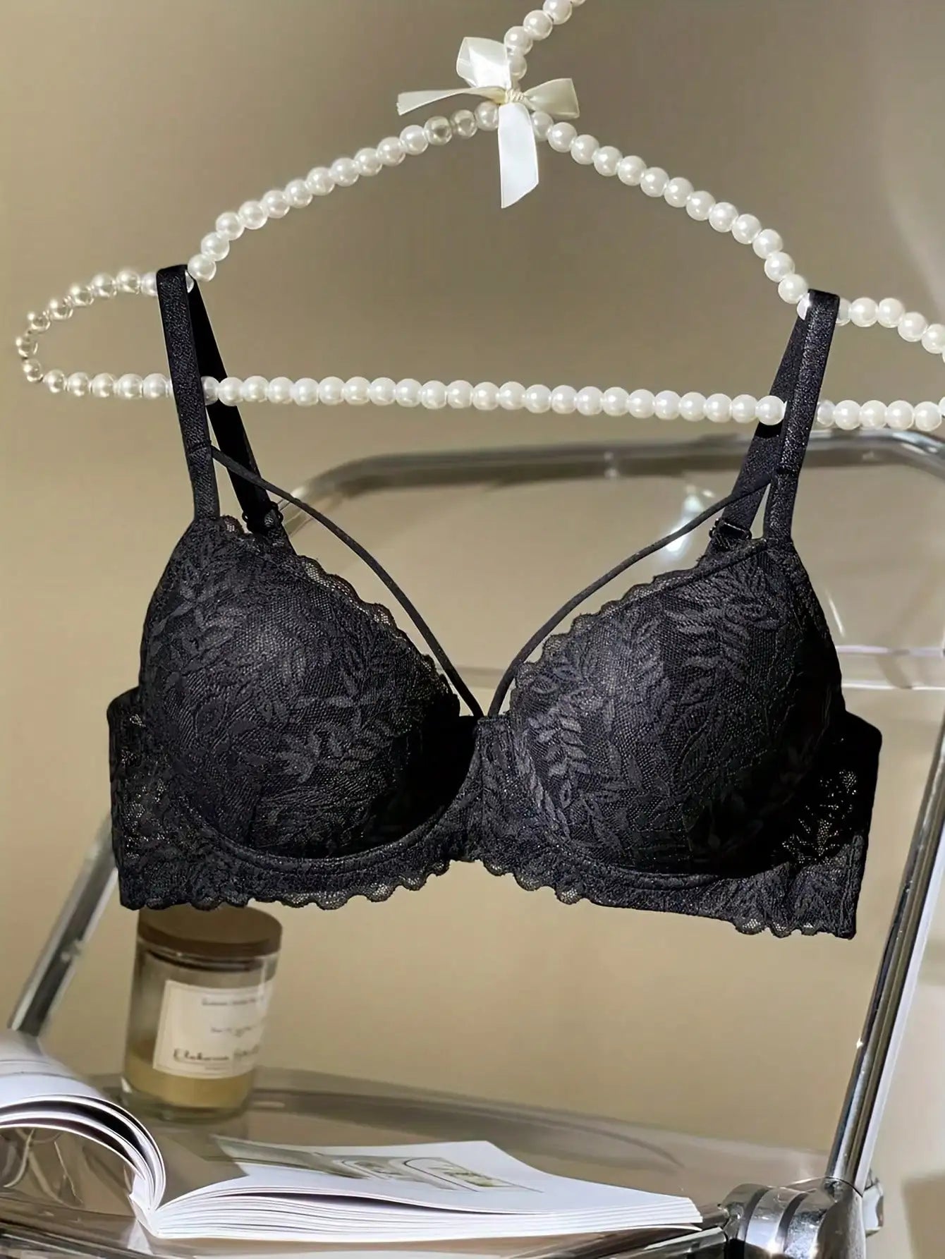 Women's thin 3/4 lace bra, sexy and beautiful push-up bra, anti-sagging, comfortable and breathable underwire bra