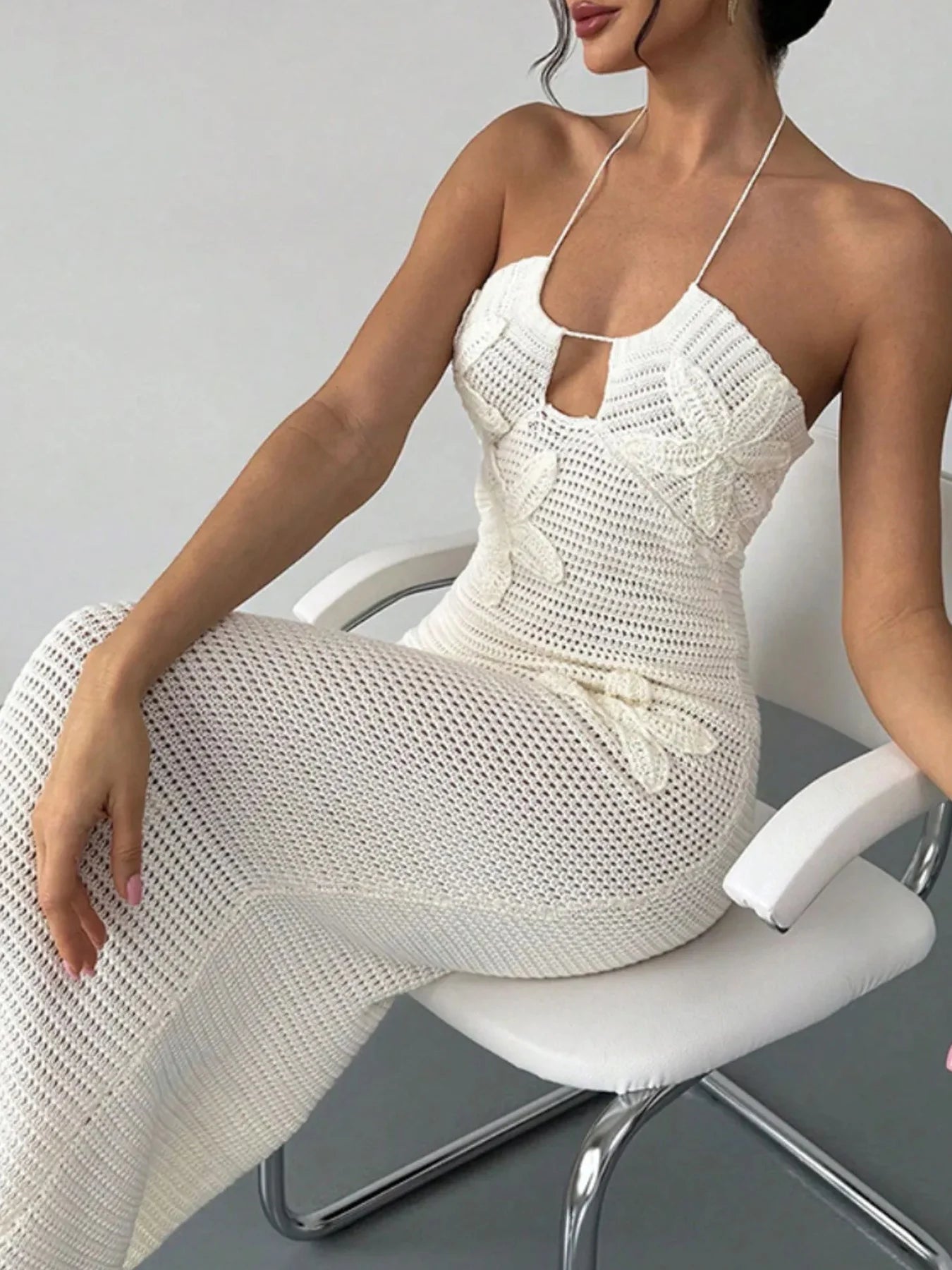 Women's Sexy Slim-Fit Knitted Dress With Starfish  Decoration, Summer Vacation Beach Cover-Up, Casual Holiday Wear