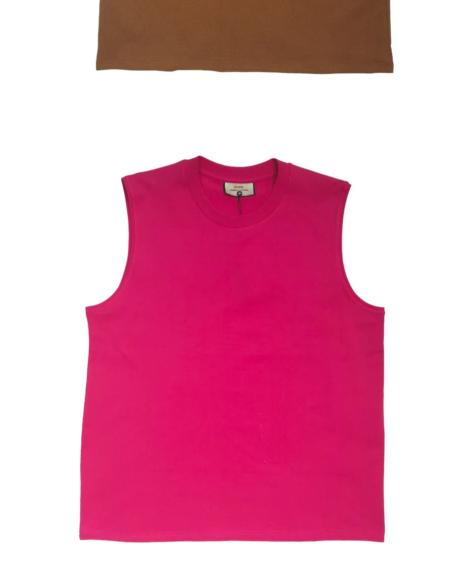 230Grams 100% cotton Vest Men Sleeveless T-shirt Heavy and Old Shoulder Retro Loose Unisex Vintage Tops