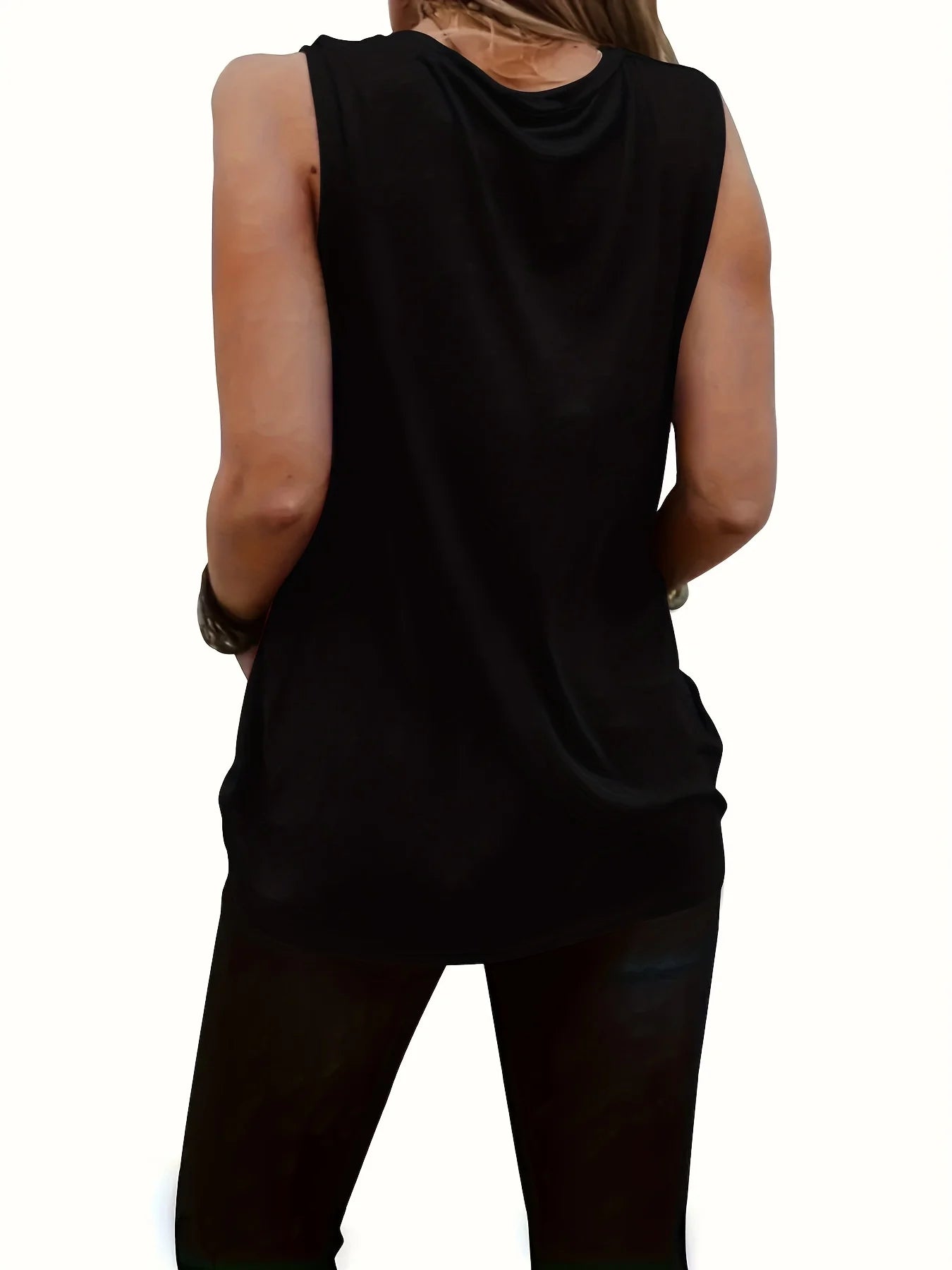 Women's Summer Cactus Letter Print Loose Large Breathable and Comfortable Sleeveless Tank Top T-shirt   Streetwear Oversized O