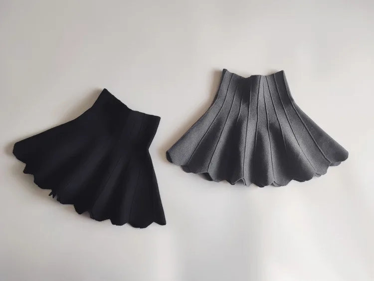 2023 Autumn And Winter New Products Children's Knitted Skirt Wavy Tutu Skirt Girls Thick Ruffled Umbrella Skirt