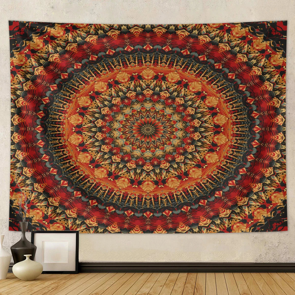 1pc Bohemian Mandala Tapestry, Retro Plant Flower psychedelic Tapestry, Hippie Style Room Decoration Wall Hanging