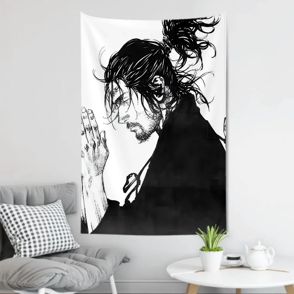 1pc Vintage Anime Miyamoto Musashi Vagabond Bushido Warrior Tapestry  Wall Cloth Party Hanging Background  Baby Room