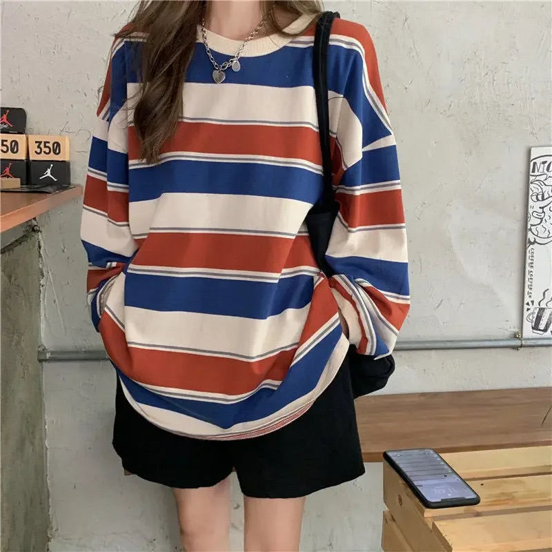 Women T shirts four seasons Woman clothing Y2k Top Sweatshirt 2023 korean Fashion Long Sleeves Tee Loose Couple Graphic T-shirt