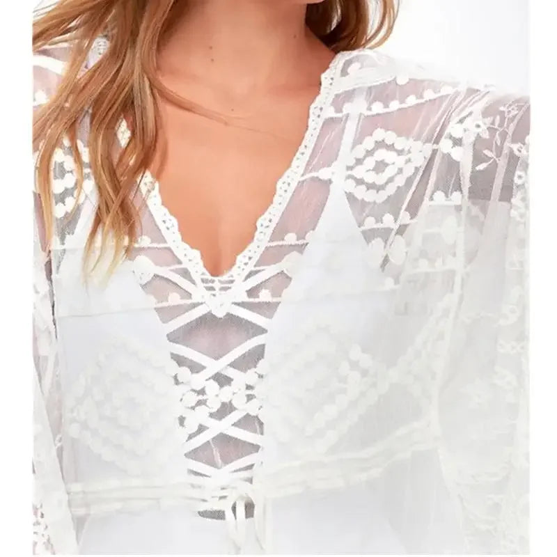2023 Lace Beach Pareo Beachwear Swim Suit Cover Up Playa Pareo Tunics for Beach Tunic Swimwear Women
