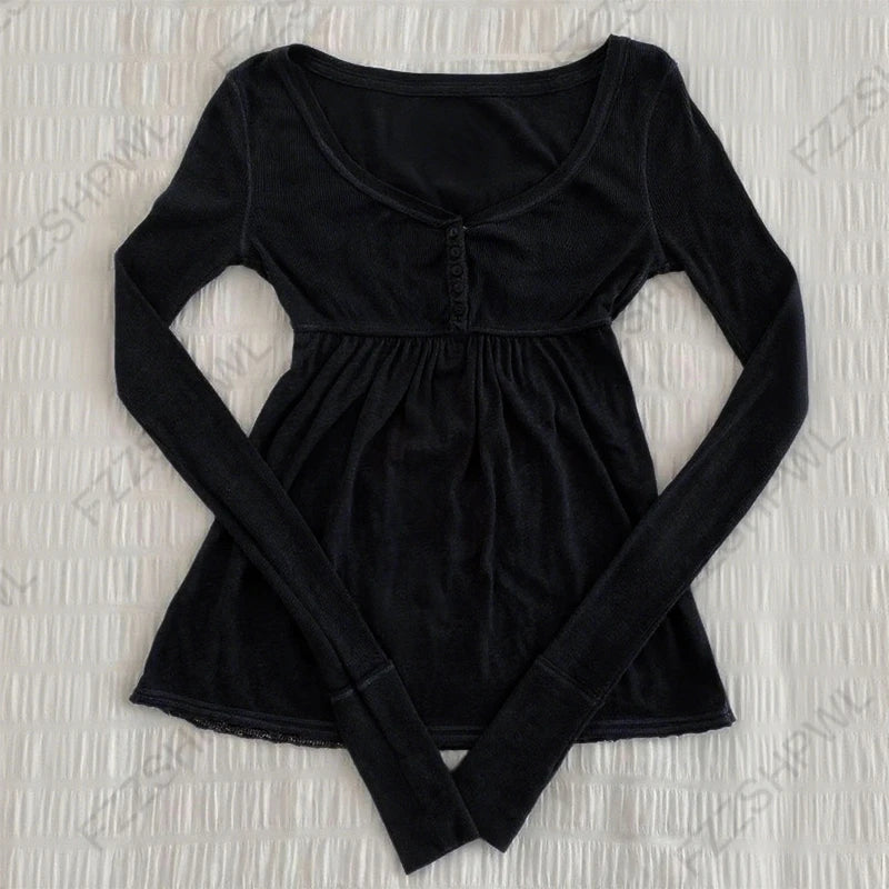 Y2K Gothic Women's Long Sleeve T-Shirt Casual Slim Chic Graphic Print Crop Top Grunge Punk Hip Hop Harajuku Aesthetic Streetwear