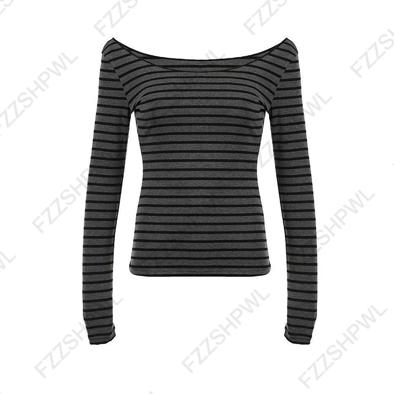 Y2K Gothic Women's Long Sleeve T-Shirt Casual Slim Chic Graphic Print Crop Top Grunge Punk Hip Hop Harajuku Aesthetic Streetwear