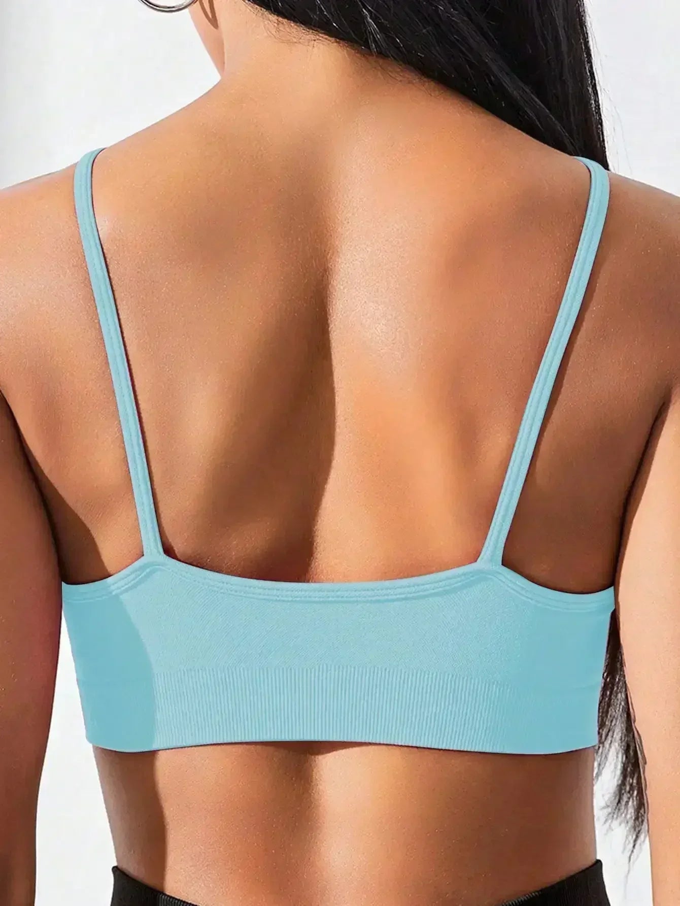 Women's Criss Cross Slim Fit Sports Cami Top Seamless Halter Crop Tee Shirt Tops Workout Tops