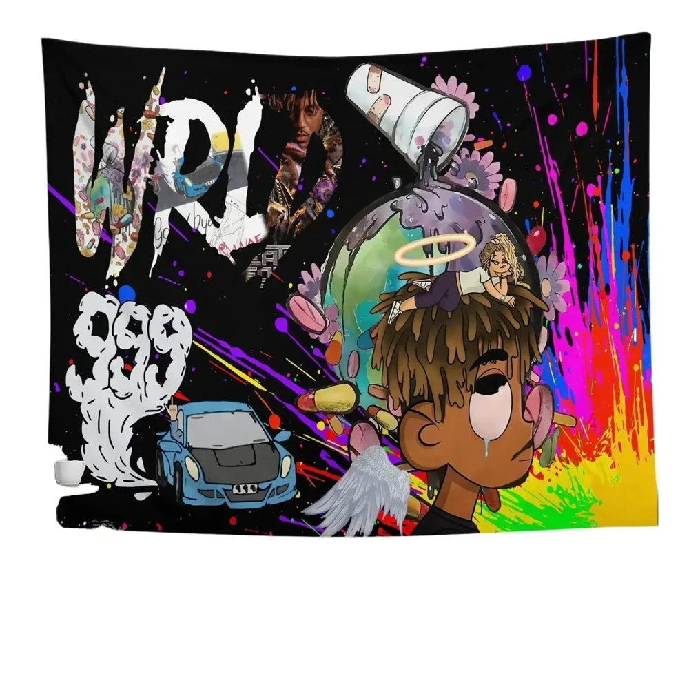 2025 Hot Sale Rapper Tapestry Juice Wrld Singer Tapestry Rapper Poster Wall Hanging Art Decoration Living Room Bedroom Dorm