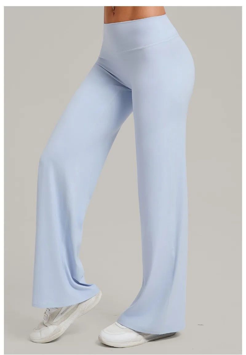 Women's New Pilates Straight Leg Yoga Pants Hip Lifting Tight Fitting Wide Leg Pants Outdoor Sports Running Casual Fitness Pants