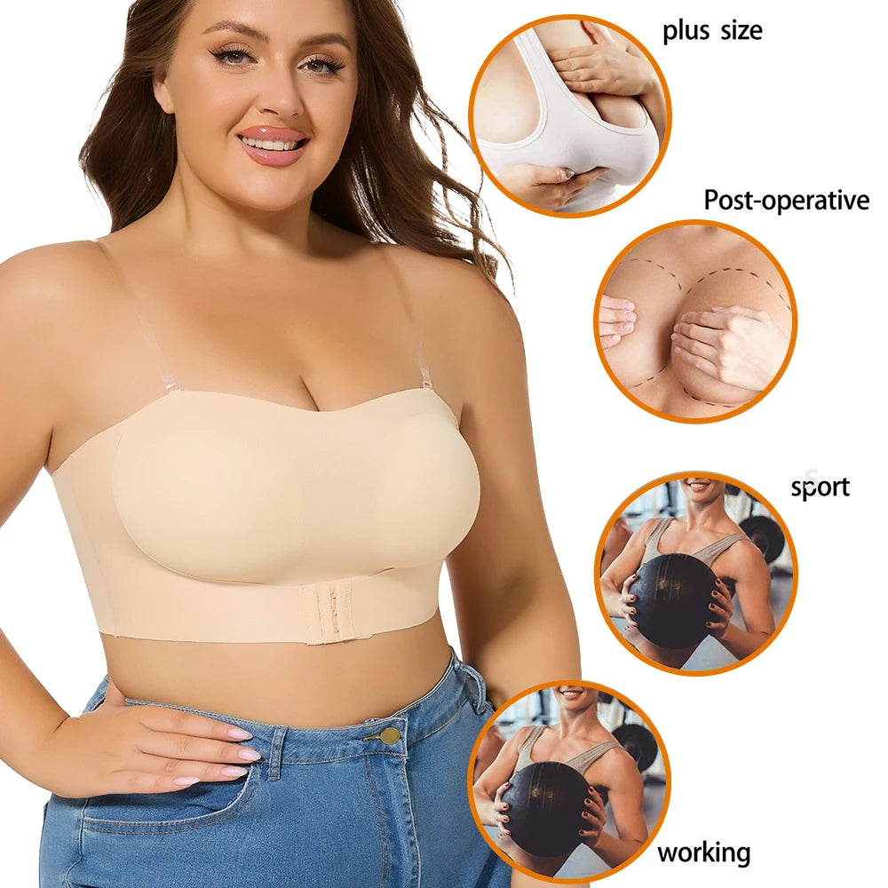 XL-4XL Women's Sexy Push-up Bra Wireless Lingeries Breathable Non-slip Bra with Removable Straps Push Up Breast Plus Size 2025