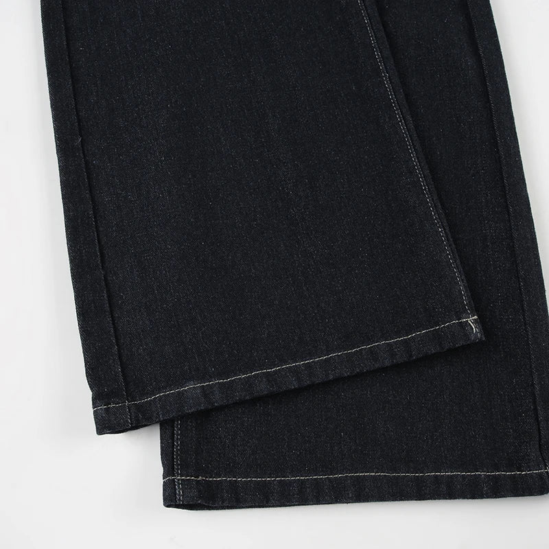 Women's Slim Fit Flared Jeans Y2K Vintage Low Rise Stretch Denim Pants with Embroidery Distressed Style for Everyday Outfits