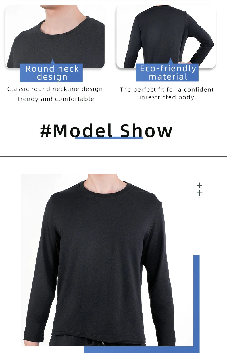 1PC Mens White Black T Shirts Casual Long Sleeve Top Cotton Moisture Wicking O-Neck Tees Tanks Classic Loose Tshirts for Men