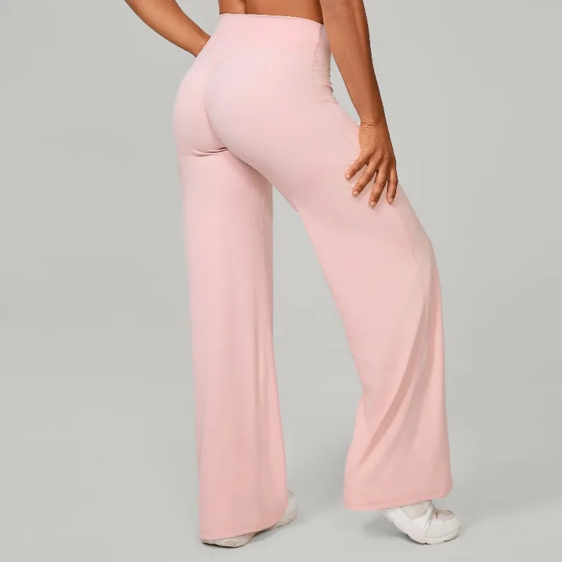 Women's New Pilates Straight Leg Yoga Pants Hip Lifting Tight Fitting Wide Leg Pants Outdoor Sports Running Casual Fitness Pants