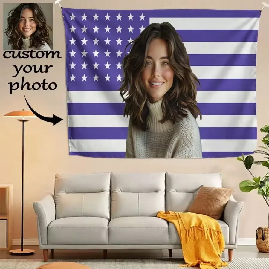 1pc Customizable Personalized Tapestry With Photos And Text, For Birthday, Wedding, Halloween, Christmas, Party