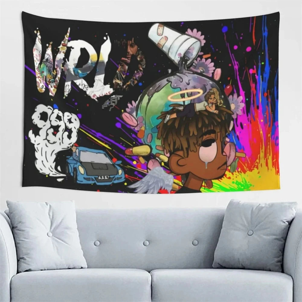 2025 Hot Sale Rapper Tapestry Juice Wrld Singer Tapestry Rapper Poster Wall Hanging Art Decoration Living Room Bedroom Dorm