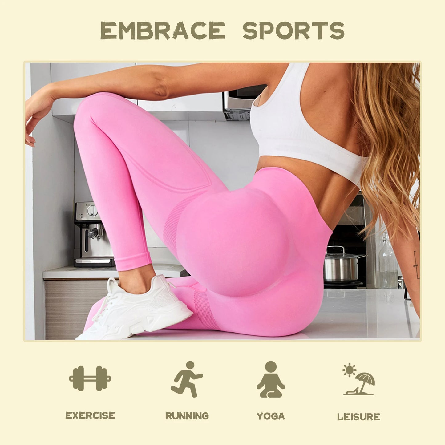 Women's High Waisted Yoga Pants, Tummy Control Butt Lifting Workout Leggings, High Elastic Quick-Dry for Running Gym