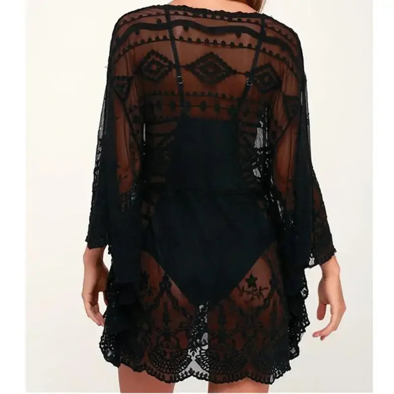 2023 Lace Beach Pareo Beachwear Swim Suit Cover Up Playa Pareo Tunics for Beach Tunic Swimwear Women