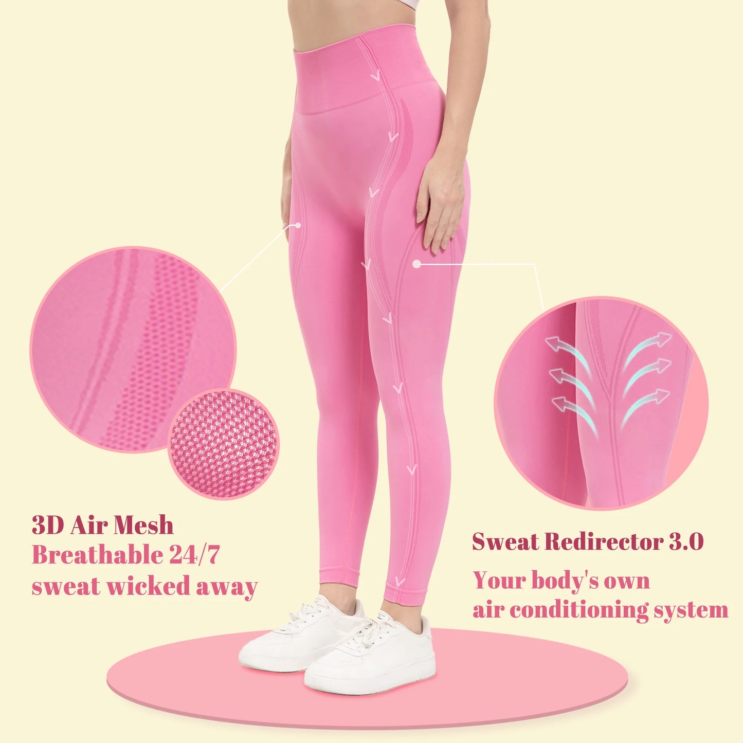Women's High Waisted Yoga Pants, Tummy Control Butt Lifting Workout Leggings, High Elastic Quick-Dry for Running Gym