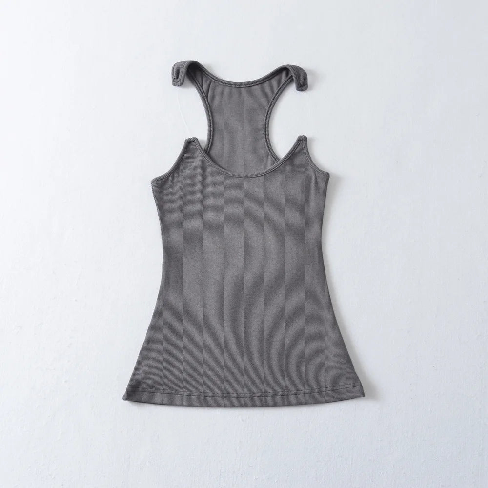Women Ypro Ribbed Invisible Strap Tank Top Camis Tee