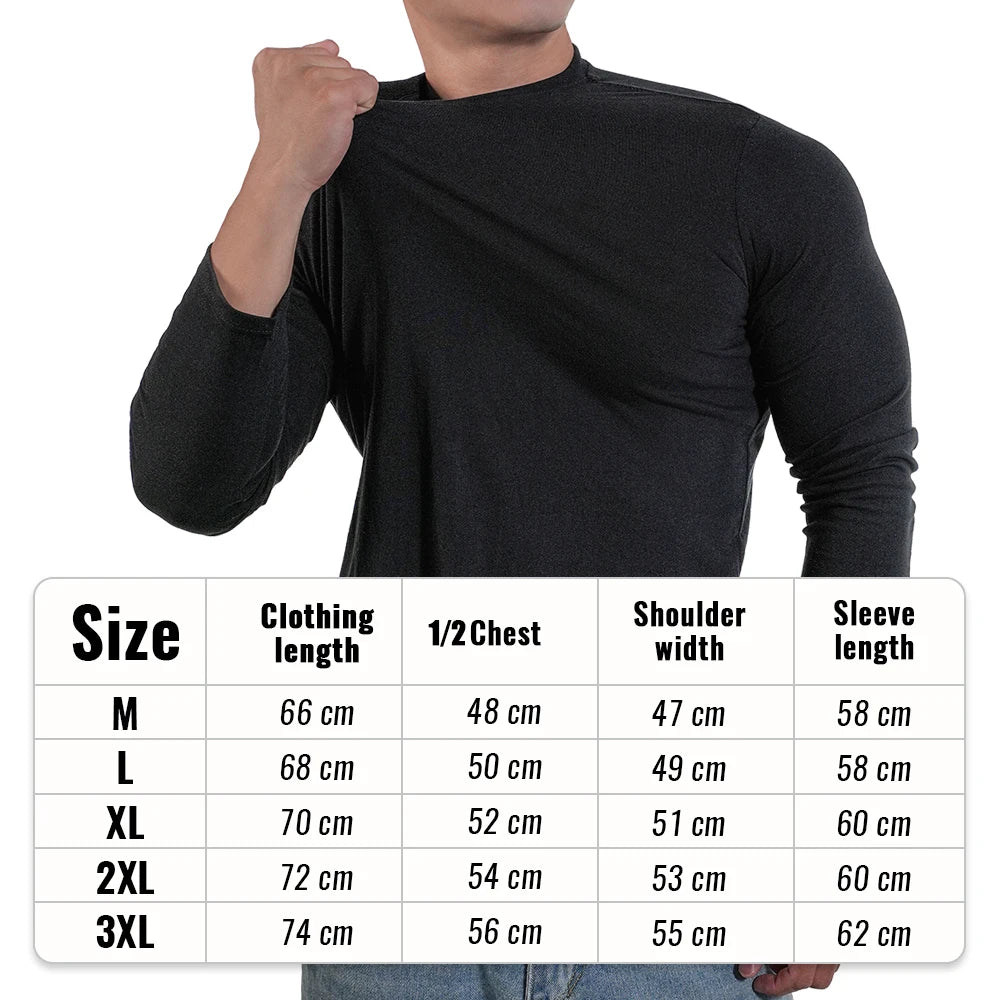 1PC Cotton Mens O-Neck T Shirts Casual Long Sleeve Top Moisture Wicking Heavyweight Tees Tanks Classic Loose Fit Tshirts for Men