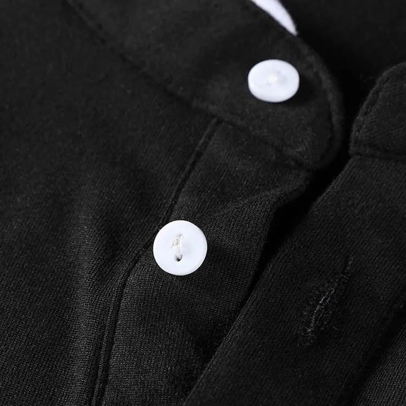 2025 New Men's Casual and Fashionable Solid Color Long Sleeved Stand Up Collar T-shirt Summer Versatile and Comfortable Top