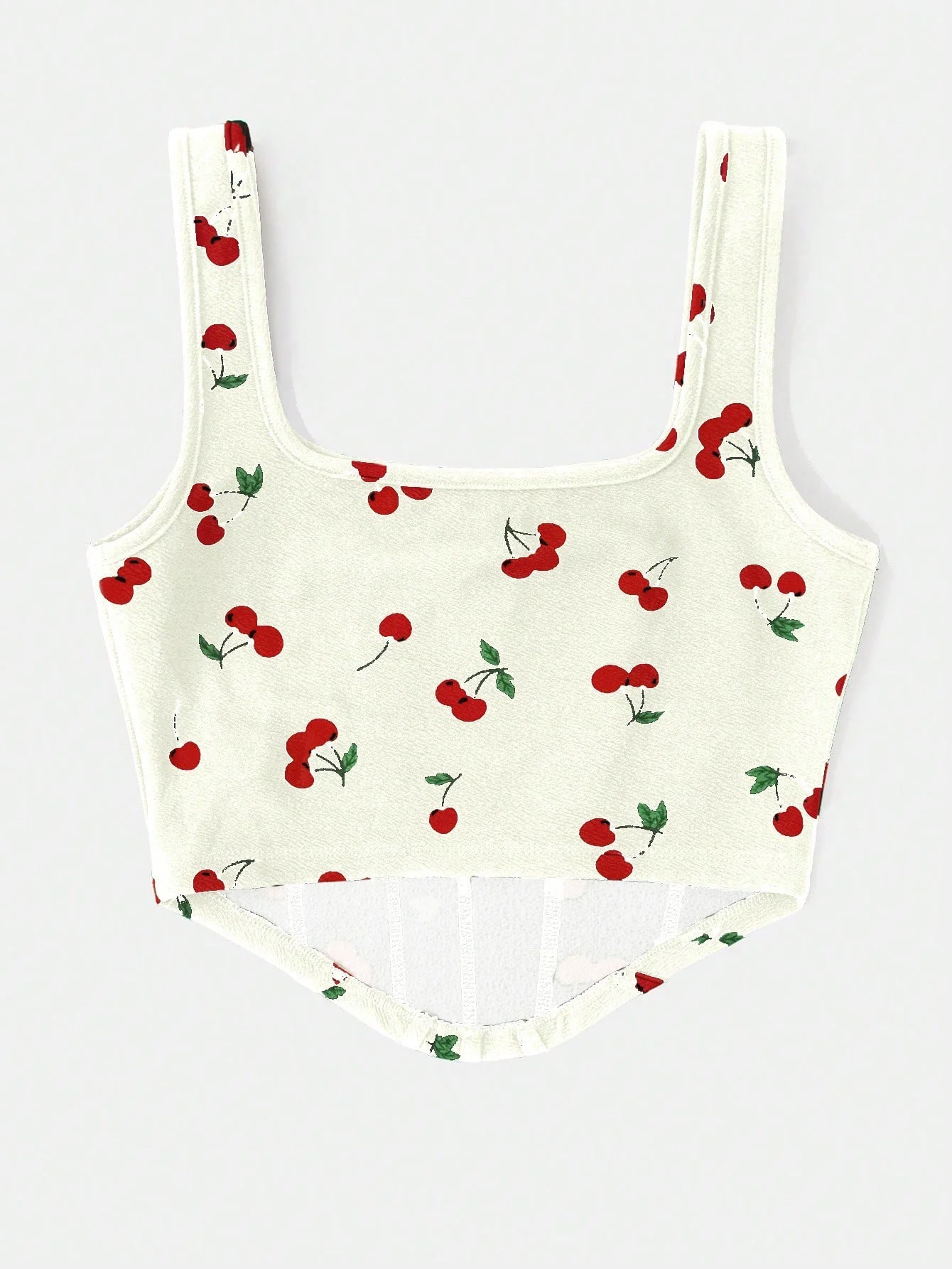 Women's Summer Casual Sleeveless Cherry Print Cropped Tank Top, Fashionable Women's Daily Wear Tops