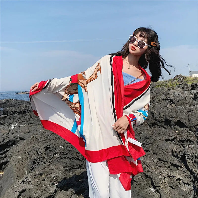 140x180cm Celebrity With The Same Cover-Ups Women Large Beach Dress Bikini Bathing Swimwear Sunburn Protection Sarong Wrap Scarf
