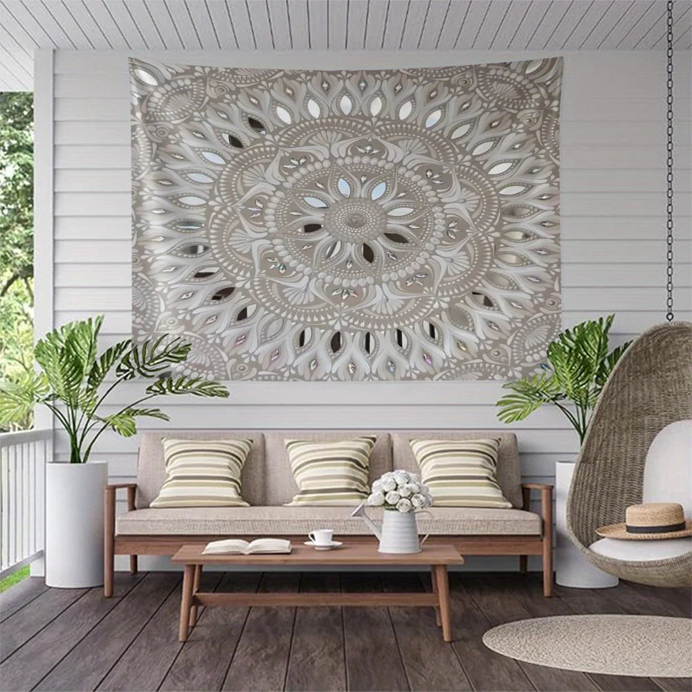 1pc Bohemian Mandala, Polyester Party Banner, Living Room Bedroom Aesthetic Tapestry for Bedroom Office Home Decor