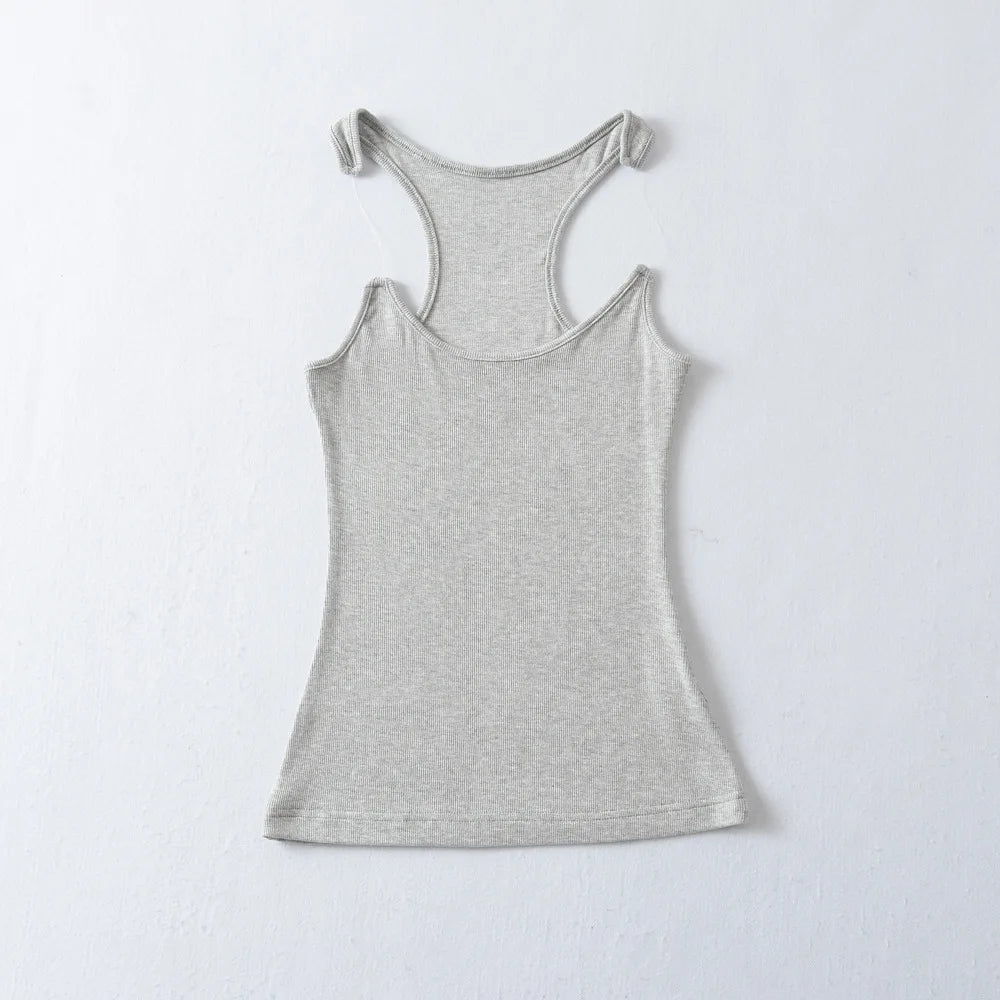 Women Ypro Ribbed Invisible Strap Tank Top Camis Tee