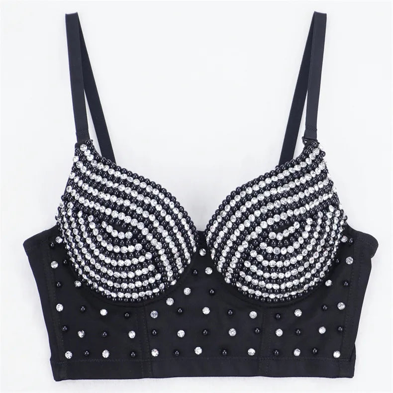 Y2k Top Shirts for Women Clothing Sexy Tank Tops Bra Bling Diamond Rhinestone Fashion Clothes Hotsweet Party Night Club Corset