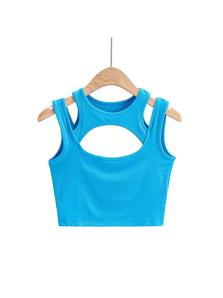 2024 Summer NEW Arrival Women Solid Color Sexy Causal 2 Piece Croped-Tops Tanks For Ladies