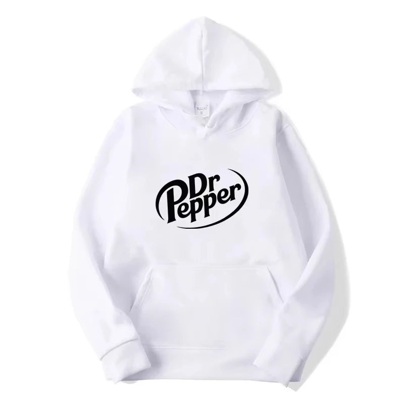 2025 Autumn Warm Dr Pepper Letter Printed Hoodies Street Men Fashion Fleece Sweatshirts Casual Unisex Pullover Tops Fashion Tre