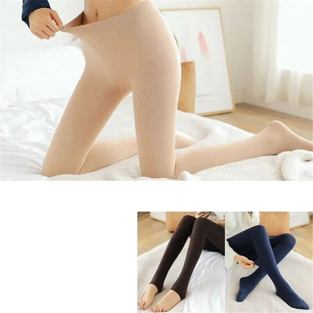 Women Winter Thermal Warm Thick Pantyhose Fluff Lined Stretch Slim Leggings Pants