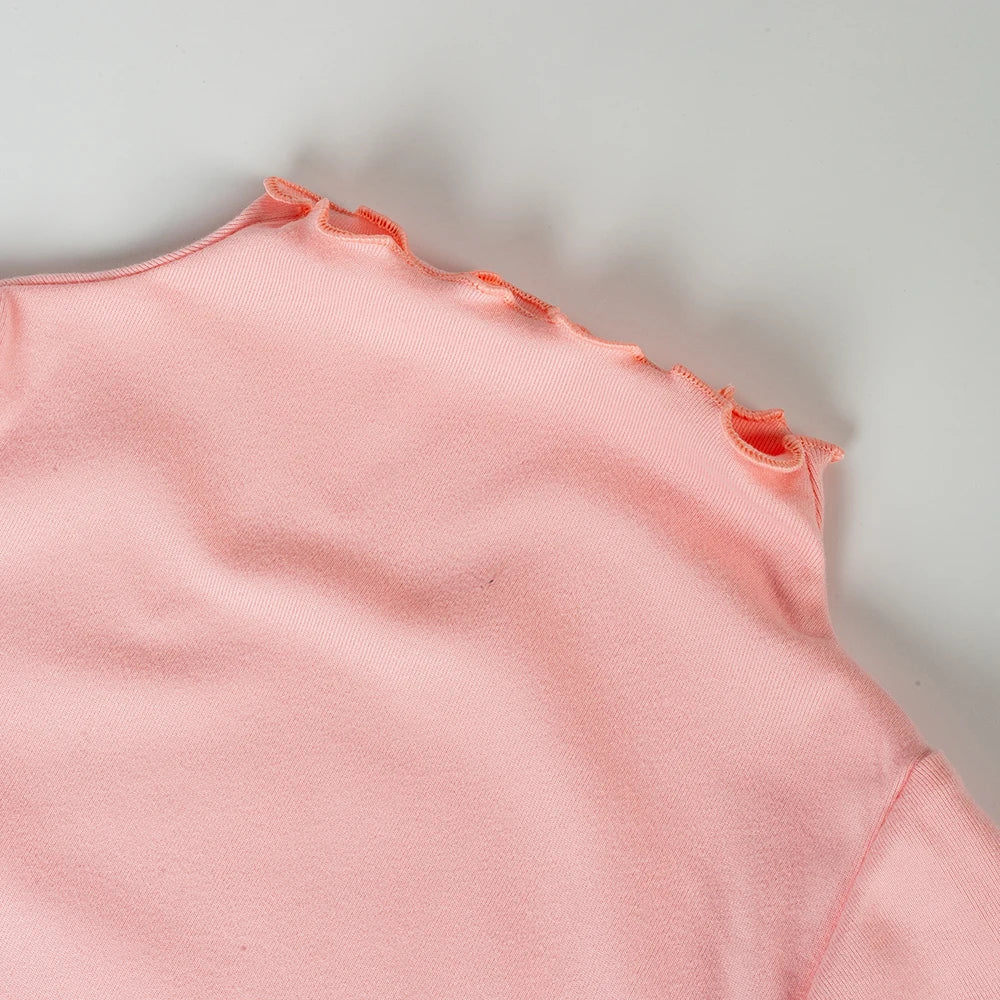 2025 Children's Clothing Autumn And Winter New Long Sleeved Girls' Base Fashion Collar Lace Solid Color Long Sleeved T-Shirt