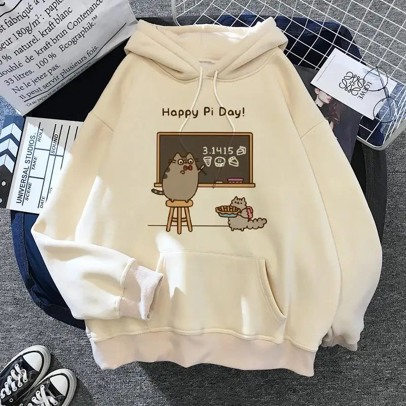 Women's cat hooded sweatshirt 2024 cartoon costume Korean Harajuku Kawai style oversized