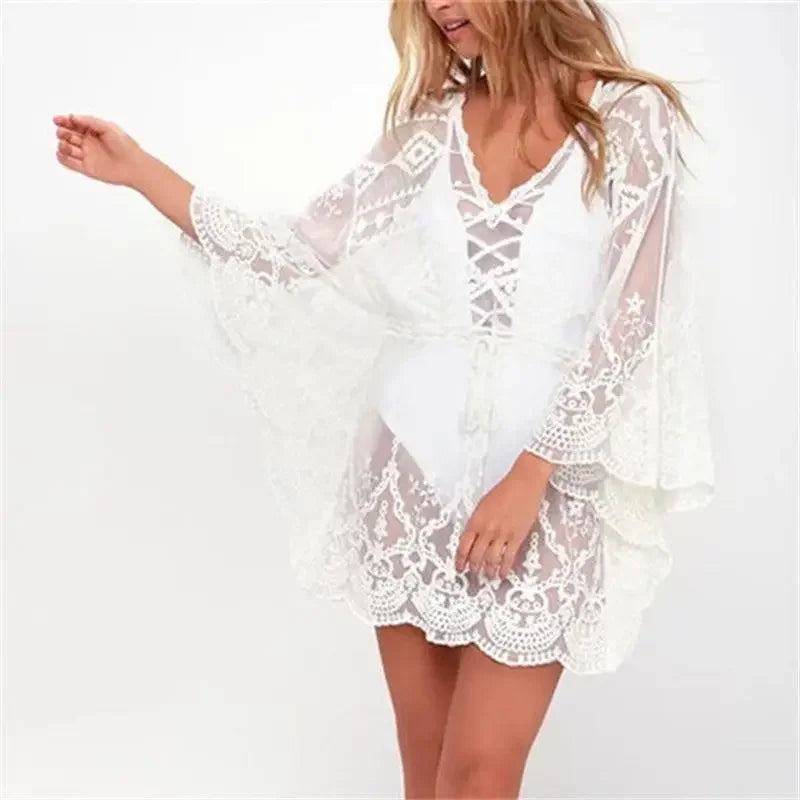 2023 Lace Beach Pareo Beachwear Swim Suit Cover Up Playa Pareo Tunics for Beach Tunic Swimwear Women