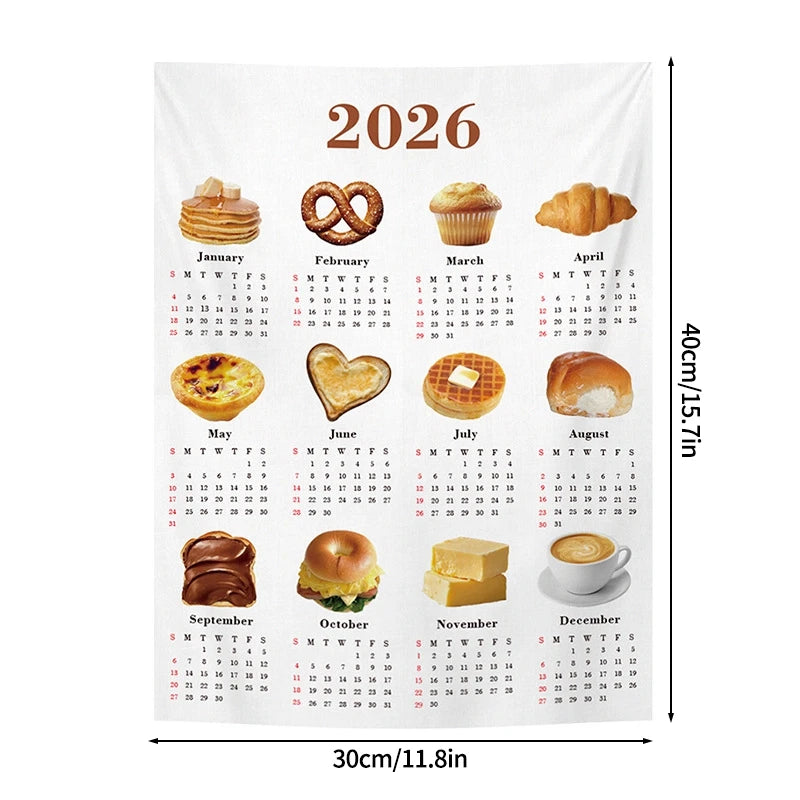 2026 New Year Tapestry 2026 Calendar Backdrop Cloth Dormitory Bedroom Decorative Background Cloth INS Wall Hanging Blanket