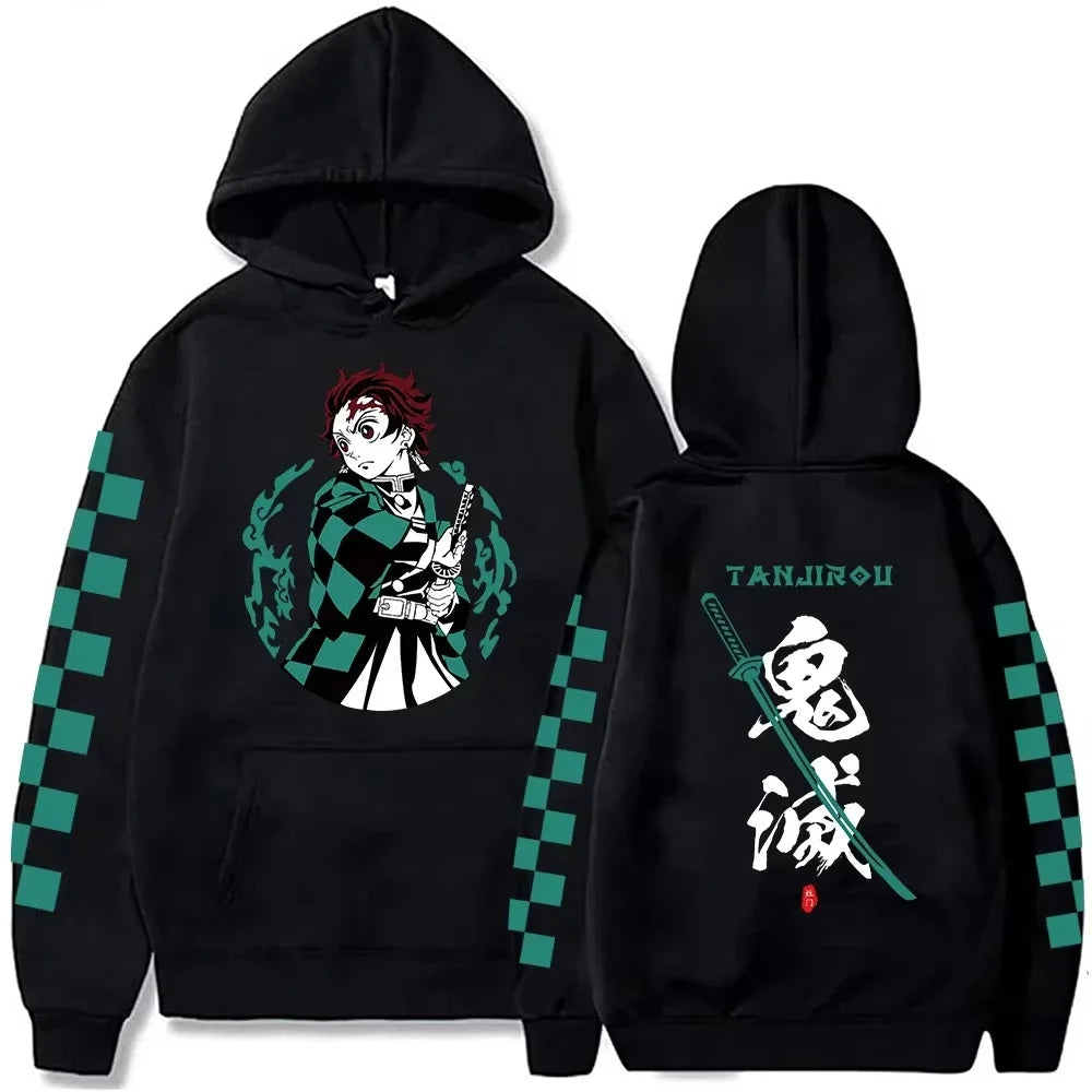 2025 Harajuku Demon Slayer Plus Size Hoodie Kamado Nezuko Graphic Print Women Sweatshirts Long Sleeve Fashion Female Streetwear