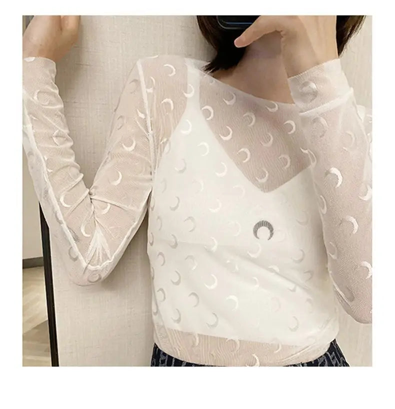 Women's Crescent Moon Sports Tank Top Summer New Design Slim Fit Cropped Backless Vest with Moon Embroidery