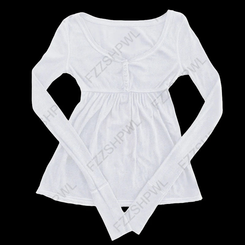 Y2K Gothic Women's Long Sleeve T-Shirt Casual Slim Chic Graphic Print Crop Top Grunge Punk Hip Hop Harajuku Aesthetic Streetwear