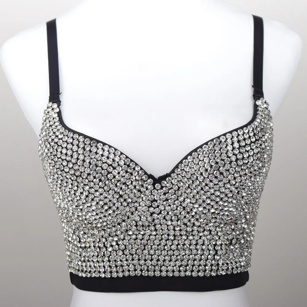 Y2k Top Shirts for Women Clothing Sexy Tank Tops Bra Bling Diamond Rhinestone Fashion Clothes Hotsweet Party Night Club Corset