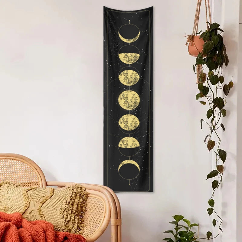 1pc Moon phase tapestry, plant flower butterfly tapestry, moth tapestry, room living room decoration, background wall hanging